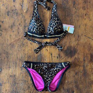 Y2K Betsey Johnson Leopard Bikini Set